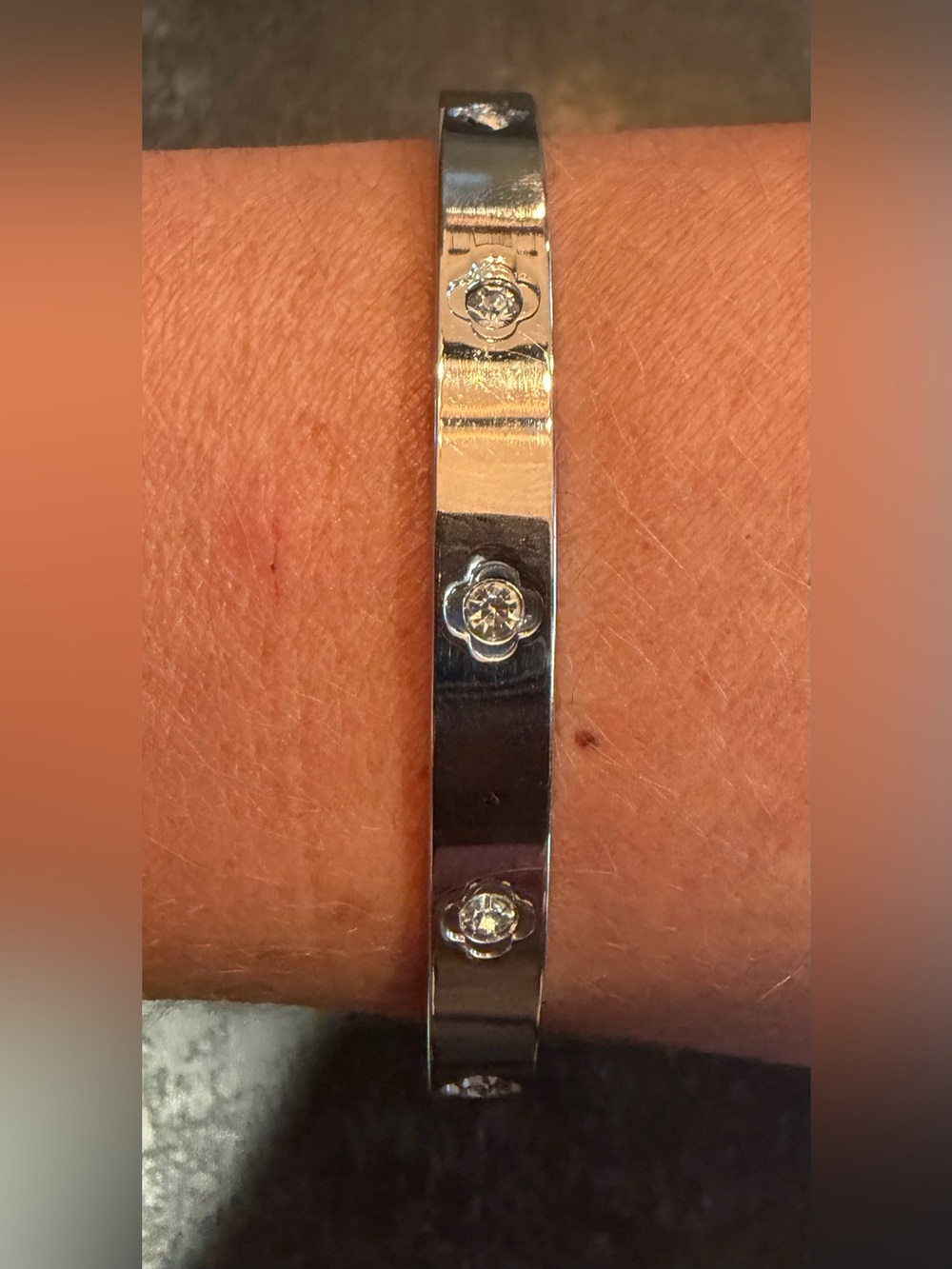 Flower Crystal Bangle Bracelet